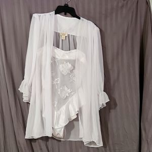 Intimate sheer white body suite gown with cover up. VICTORIA SECRET, medium.